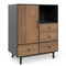 Mid Century Modern 4 Drawer Sideboard Buffet Cabinet with Door and Open Storage Shelf Natural Wood